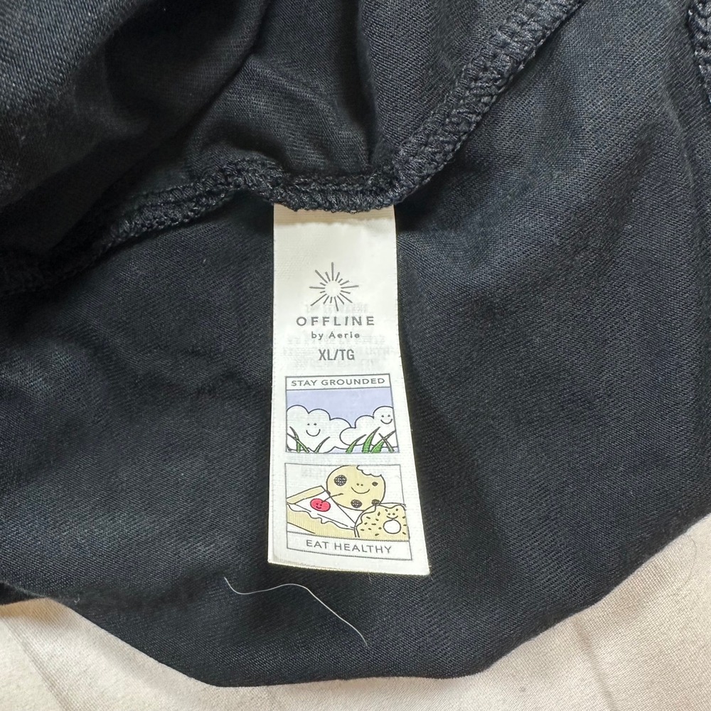 OFFLINE by Aerie Black Modal Oversized Crop T-Shirt Top XL - Picture 4 of 8